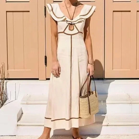 ANTONIO MELANI Cream Midi Dress - Picture 1 of 5